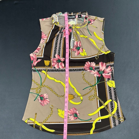 New York & Company Floral Keyhole Blouse - Brown and Pink - Picture 6 of 7